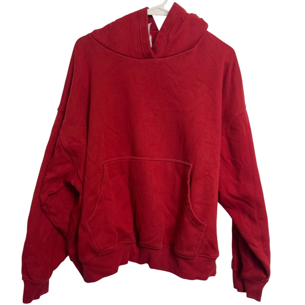Fabletics Womens Bold Red Oversized Hoodie Pullover Sweatshirt XXL Sporty Cozy
